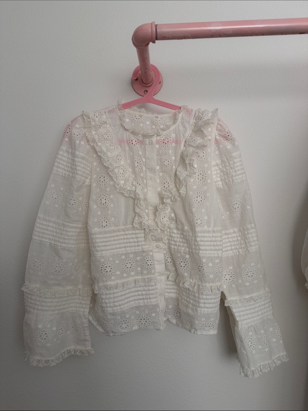 Sezane 100% cotton eyelet blouse